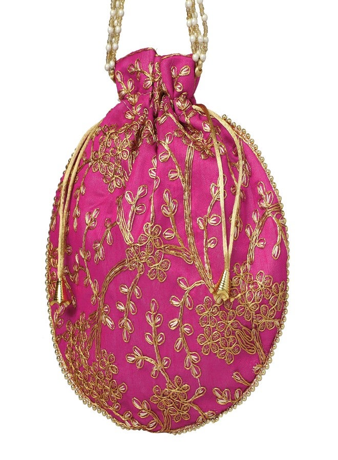FONSIE rani pink jhola rajputi bag for bridal women organza 1pc - Image 3